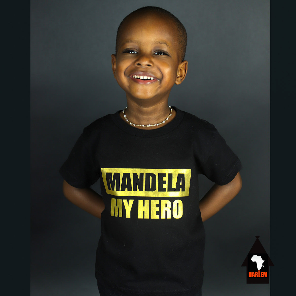 Mandela My Hero T-shirt Black & Gold - Kids
