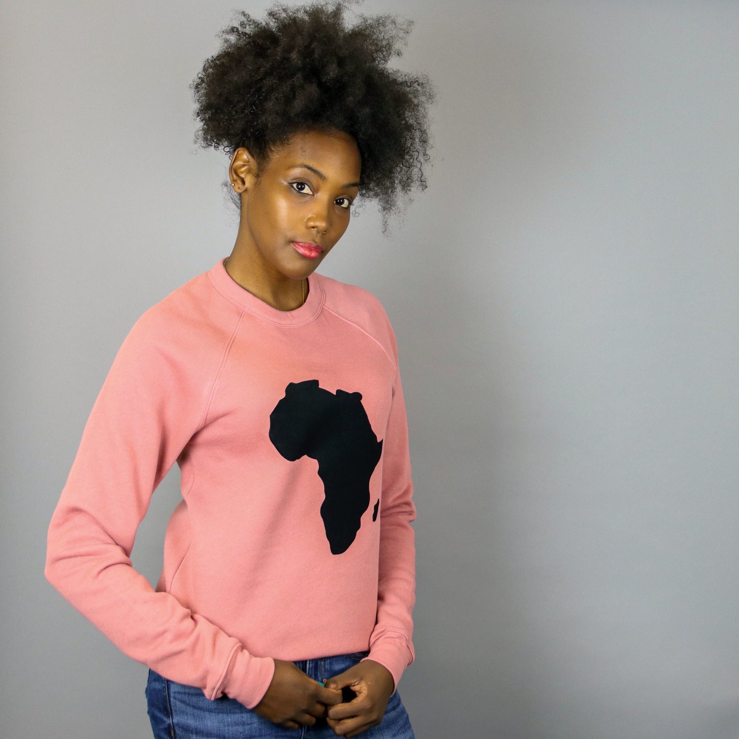 Unisex Africa Black & Mauve Crewneck Sweatshirt