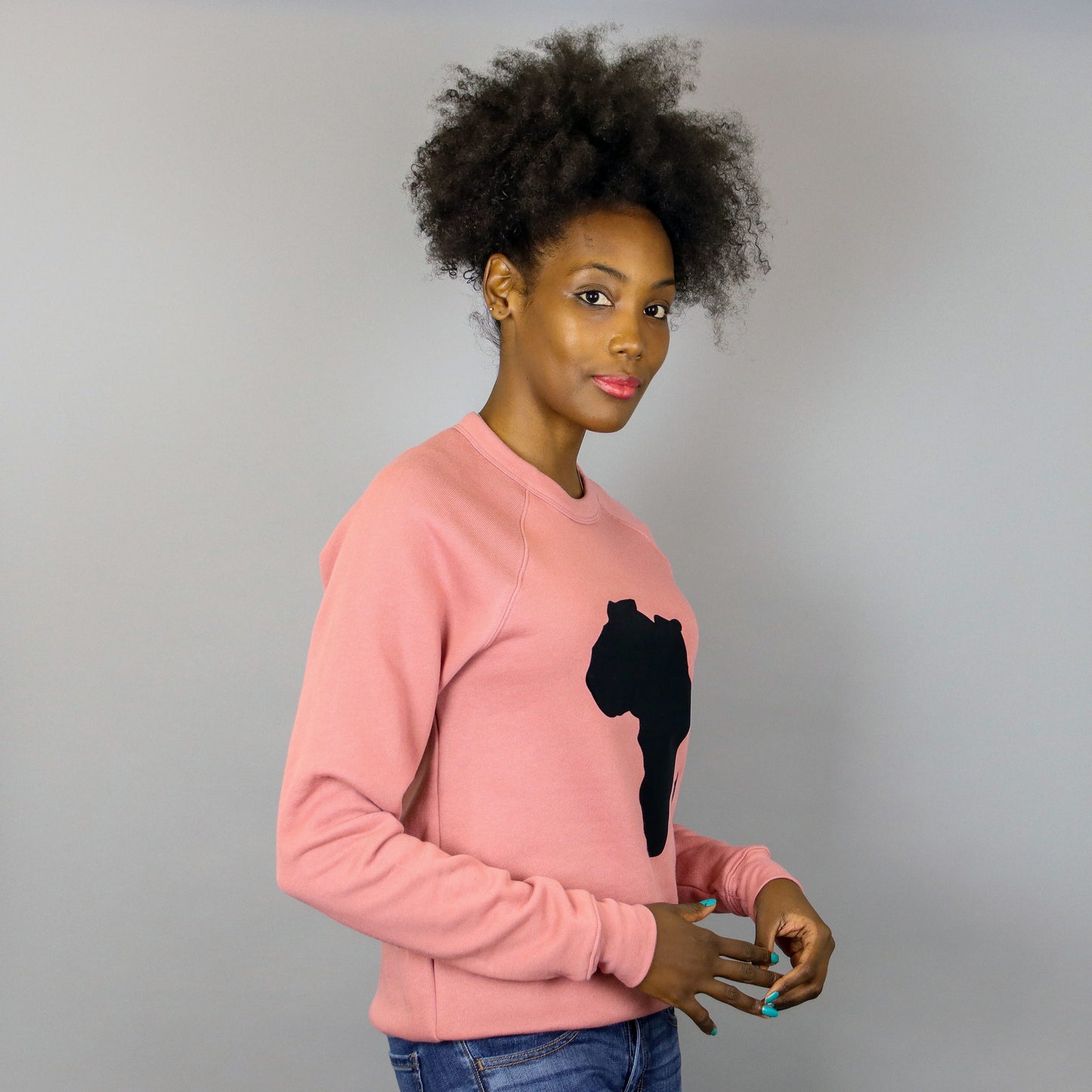 Unisex Africa Black & Mauve Crewneck Sweatshirt