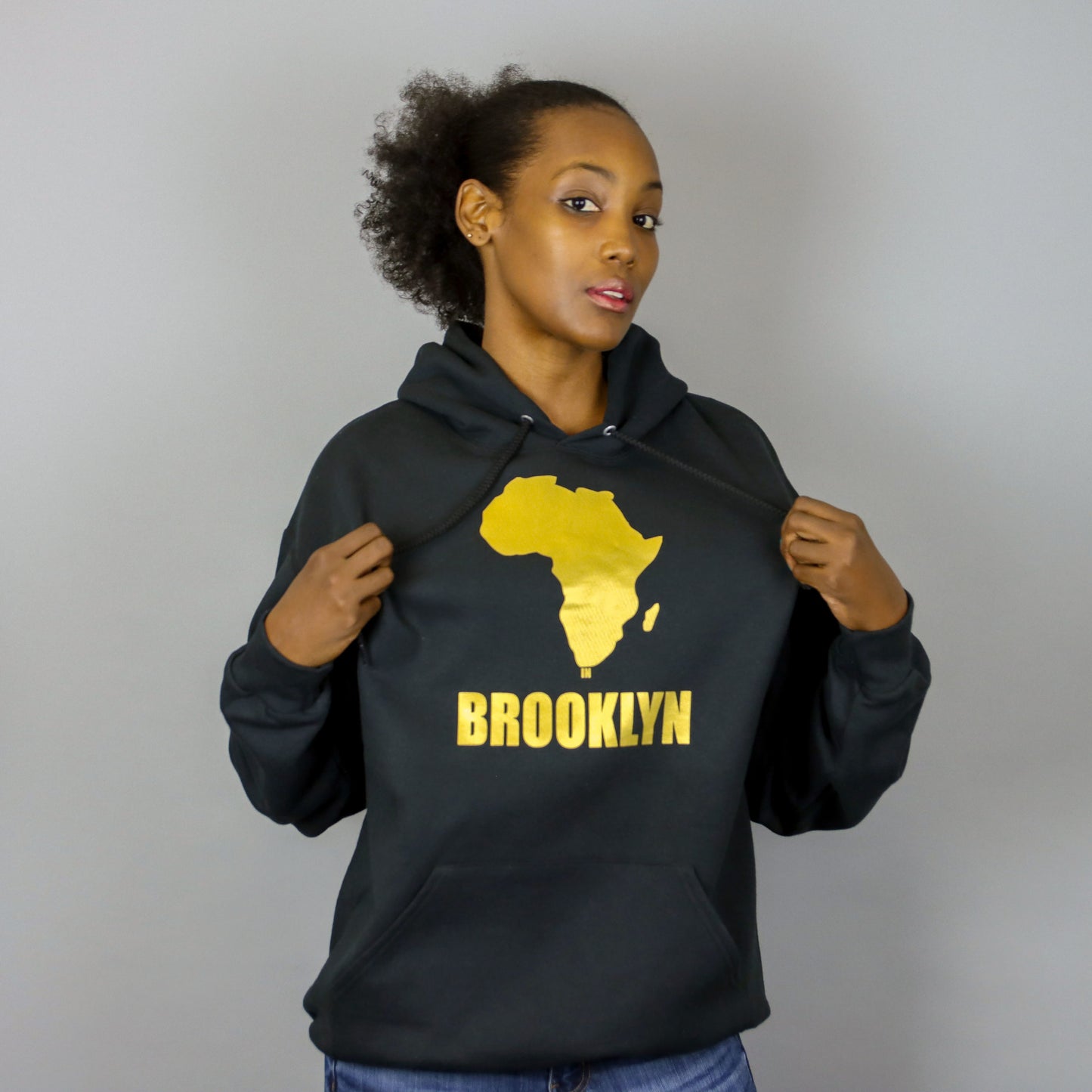 Unisex Africa in Brooklyn Hooded Sweatshirt Gold