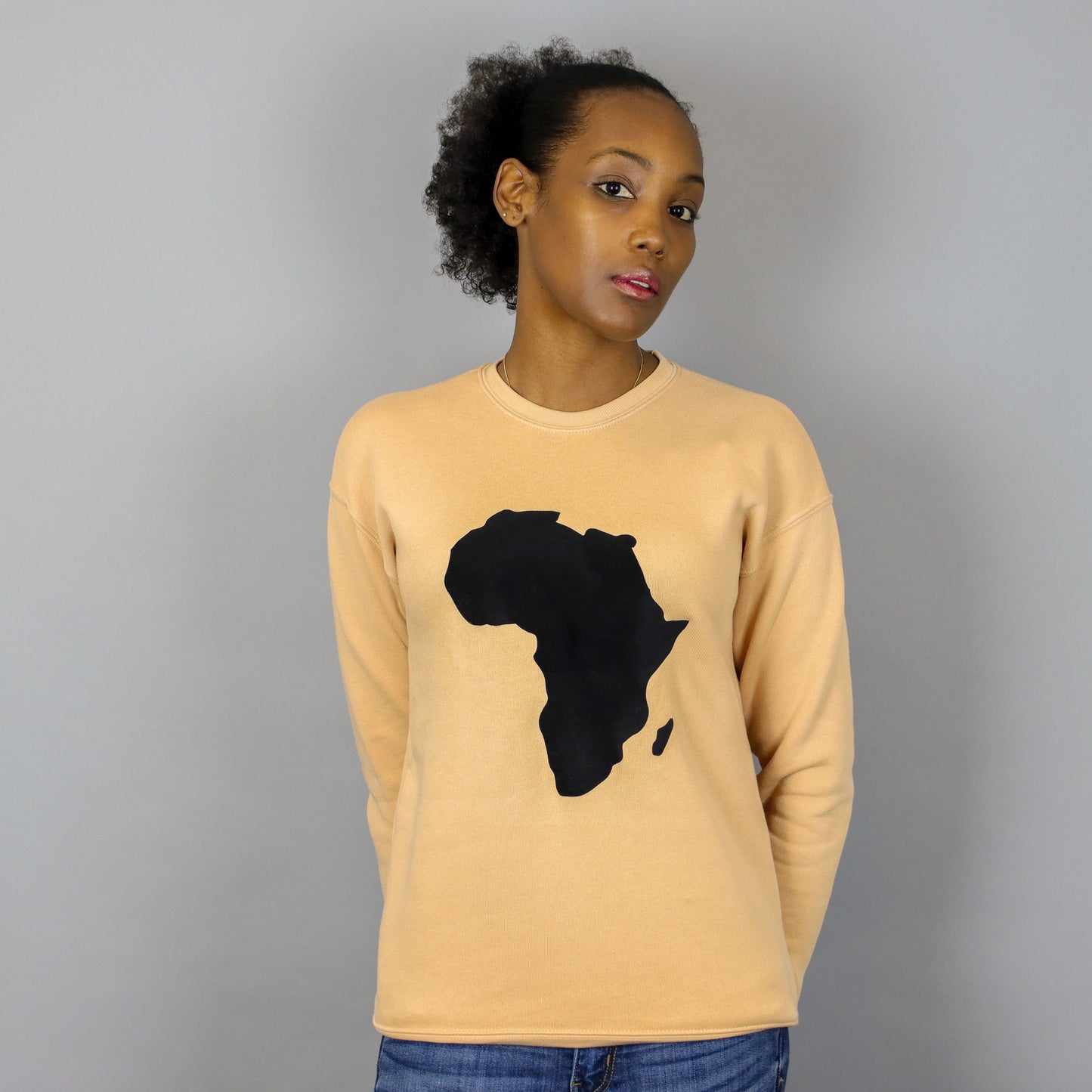 Unisex Africa Black & Sand Crewneck Sweatshirt
