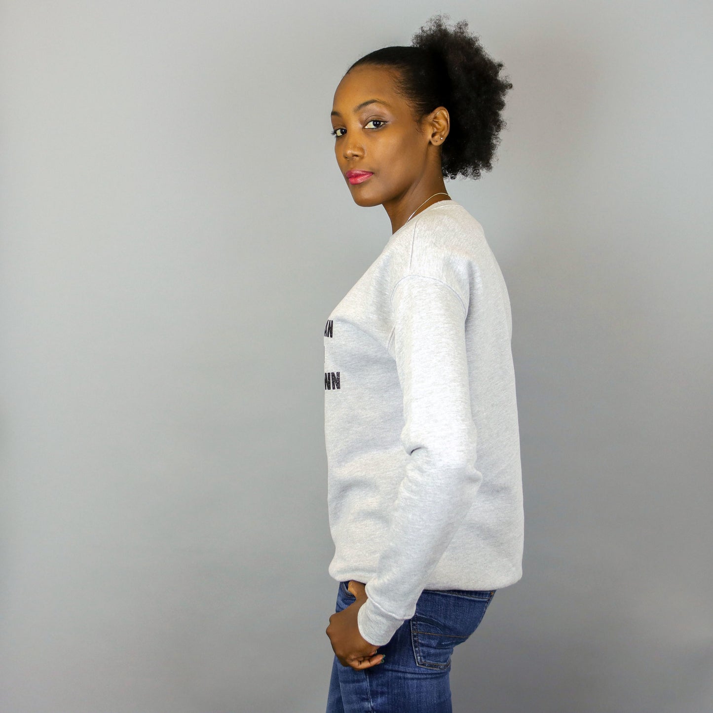 An African Queen is in Town Grey & Glitter Black Crewneck Sweatshirt