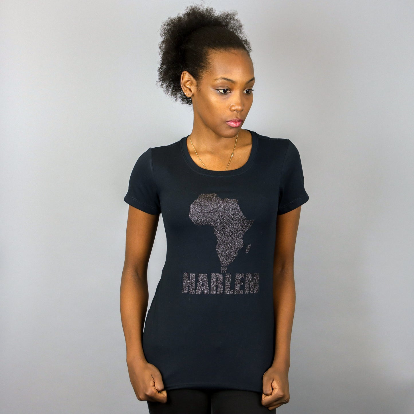 Africa in Harlem T-shirt Glitter Black - Women