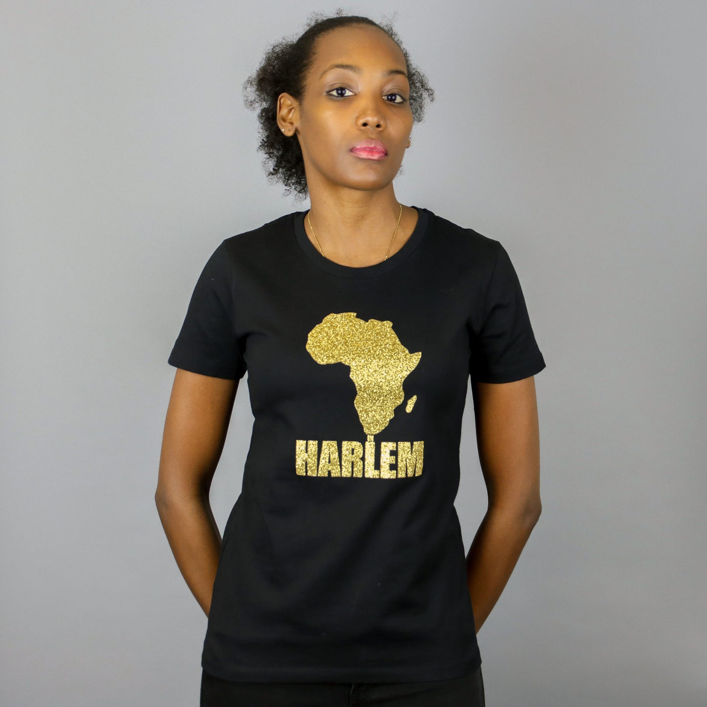 Africa in Harlem T-shirt Black & Gold - Women