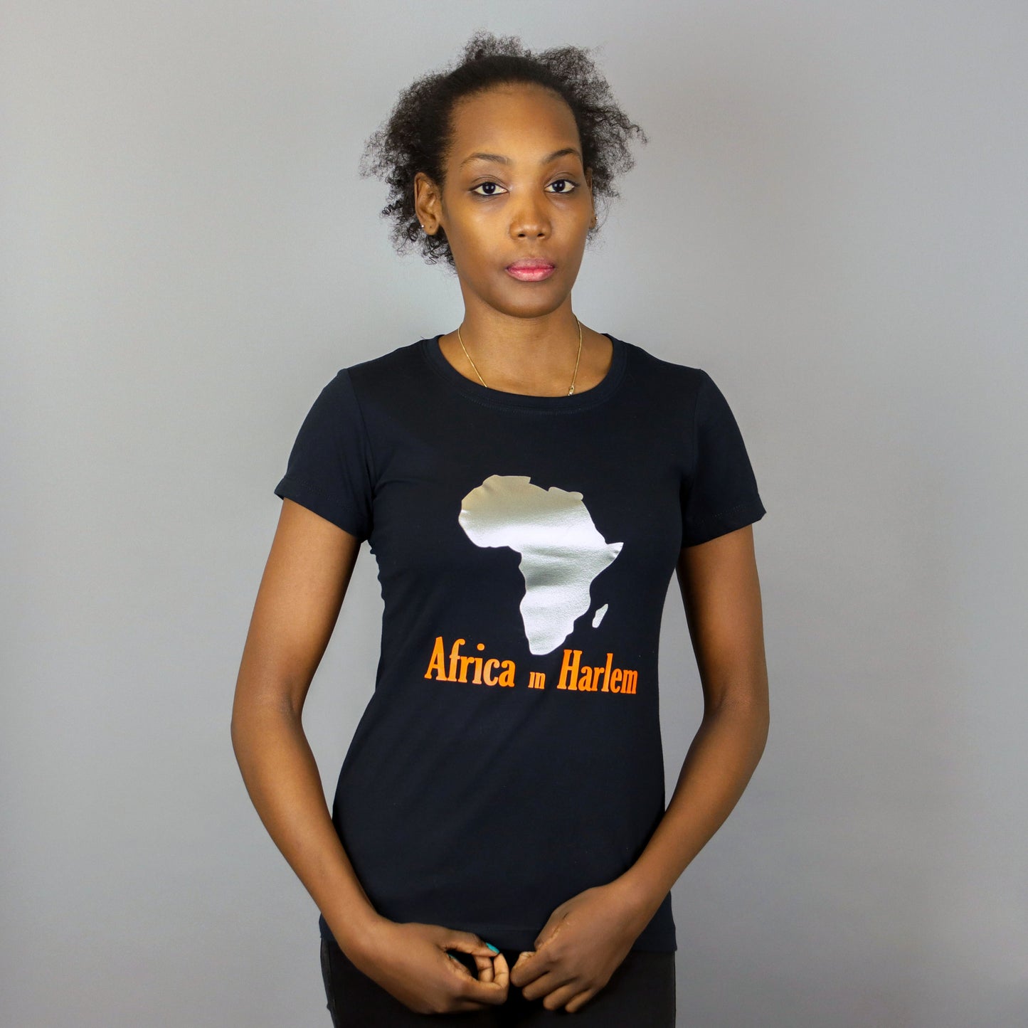 Africa in Harlem T-shirt Original Black & Silver - Women