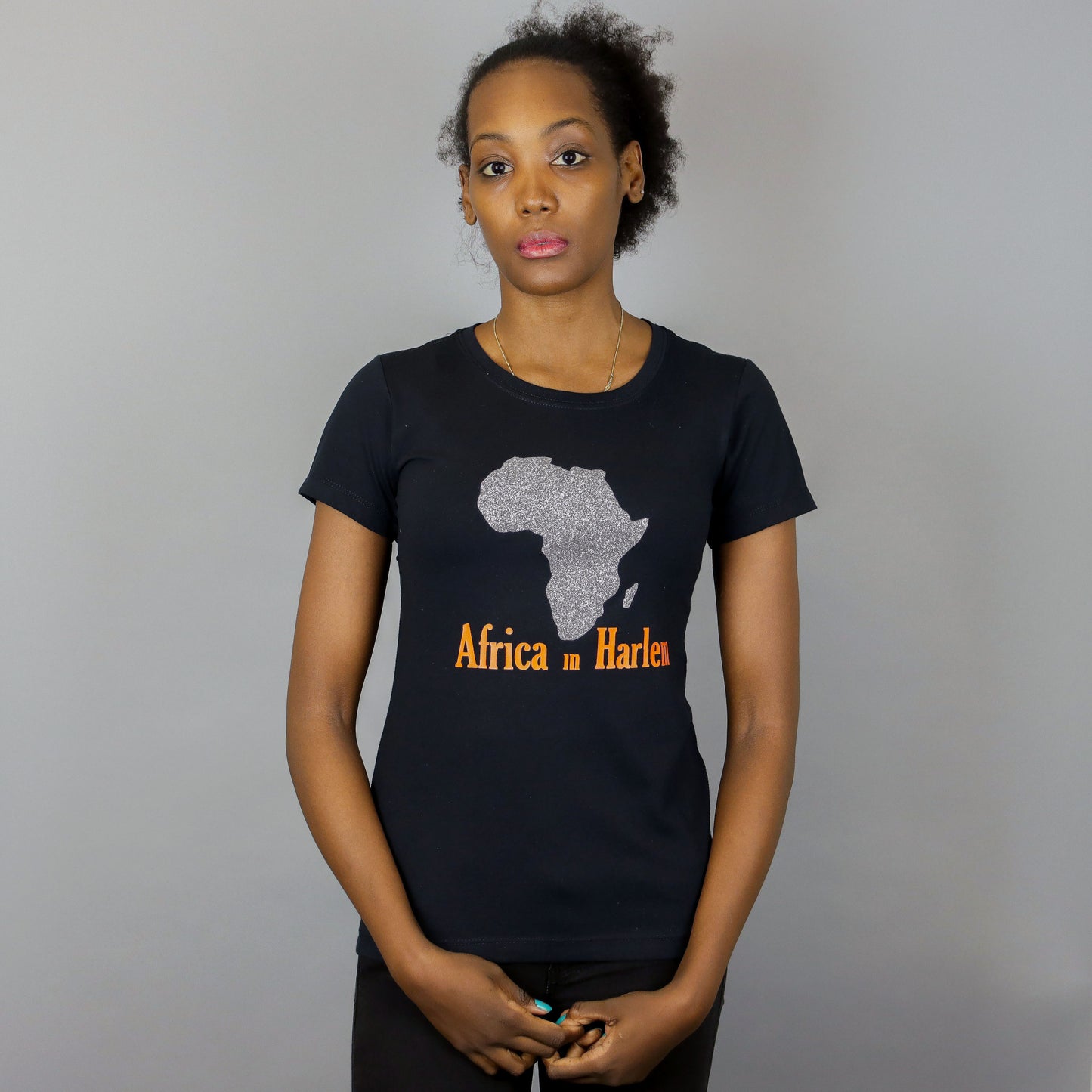 Africa in Harlem T-shirt Glitter Silver Original - Women