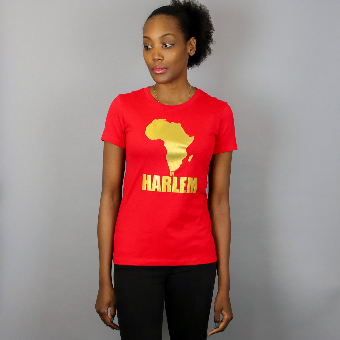 Africa in Harlem short sleeve T-shirt Red & Gold – Women