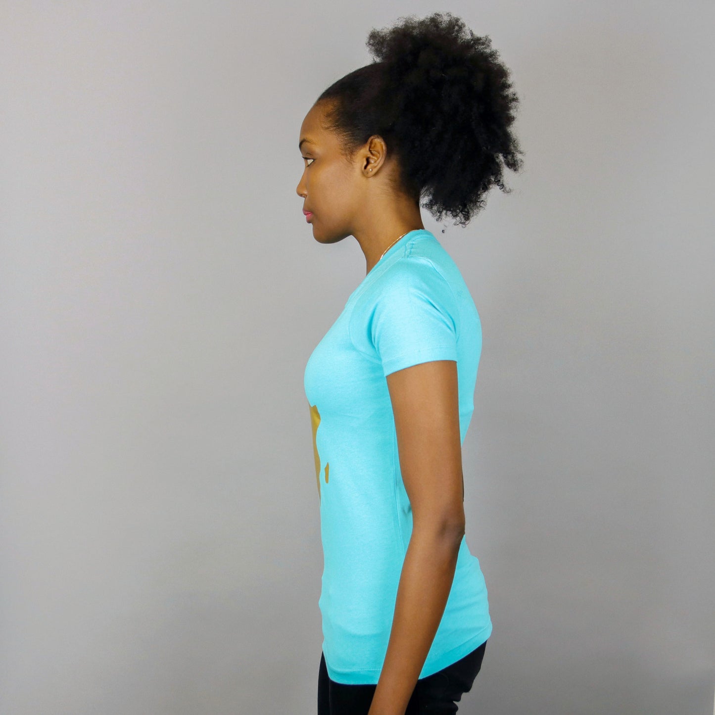 Africa short sleeve T-shirt Turquoise & Gold – Women