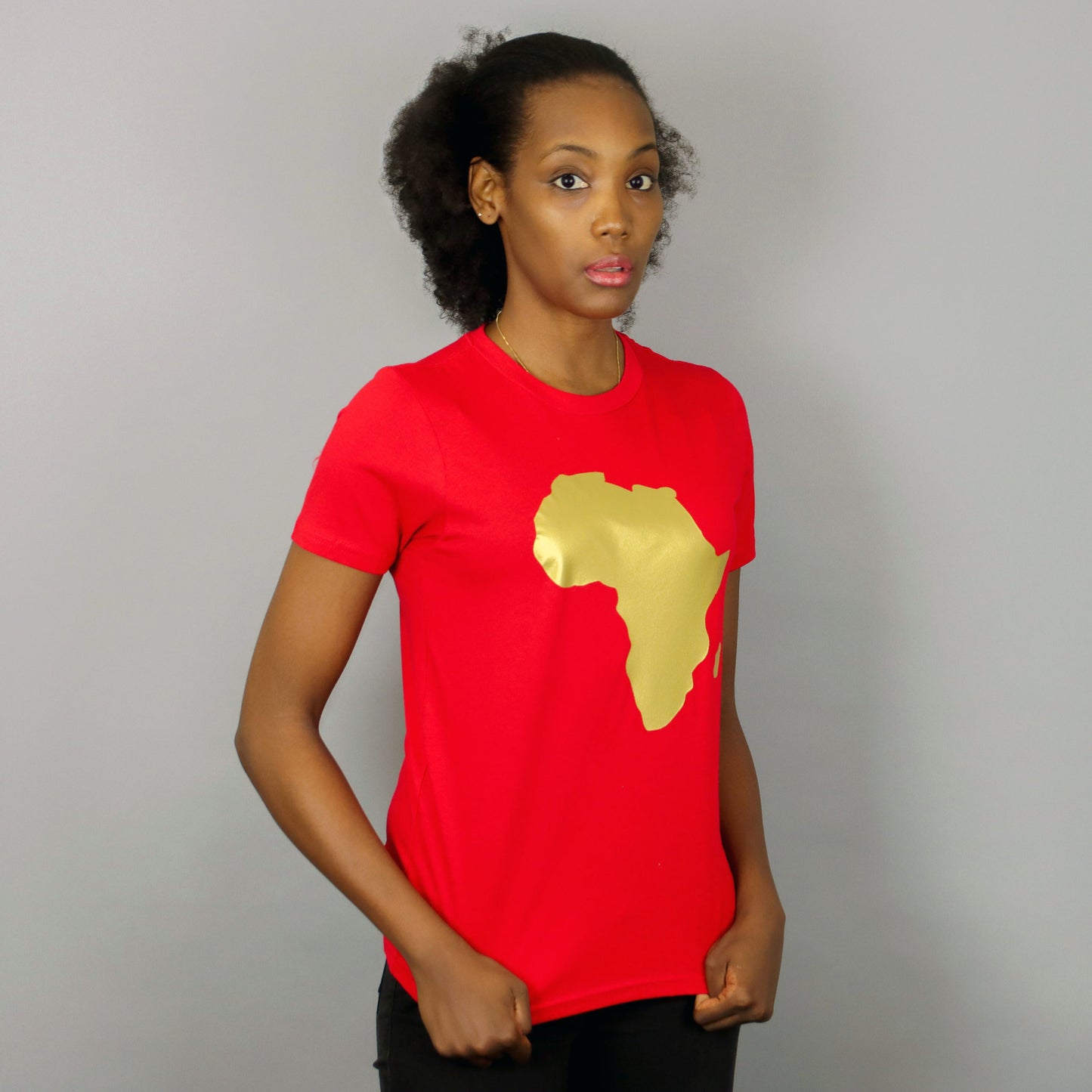 Africa short sleeve T-shirt Red & Gold – Women