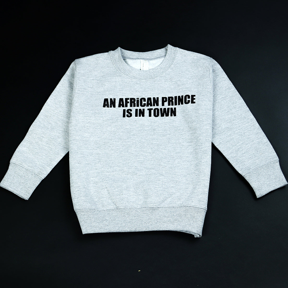 African Prince Crewneck Sweatshirt Grey & Black