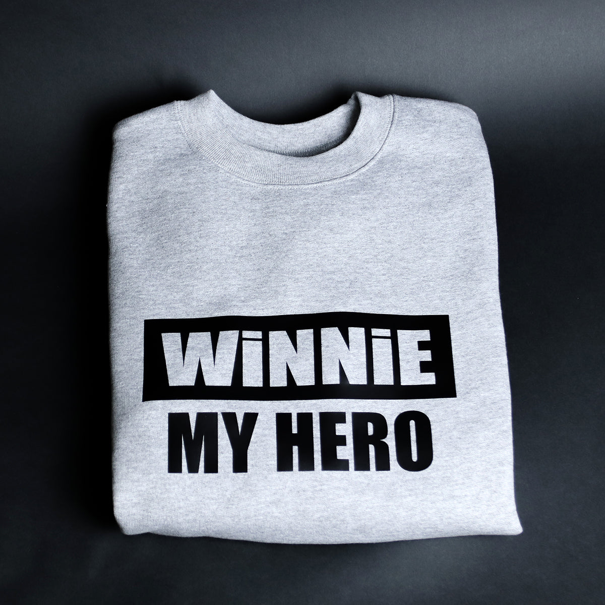 Unisex Winnie My Hero Crewneck Sweatshirt Grey & Black - Unisex