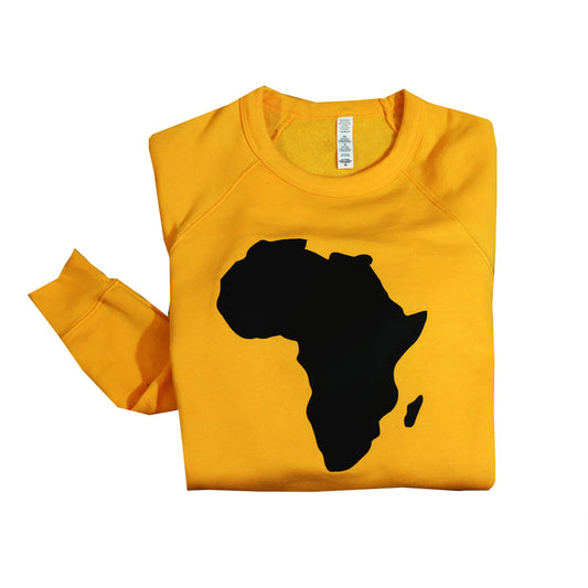 Unisex Africa Yellow & Black Crewneck Sweatshirt