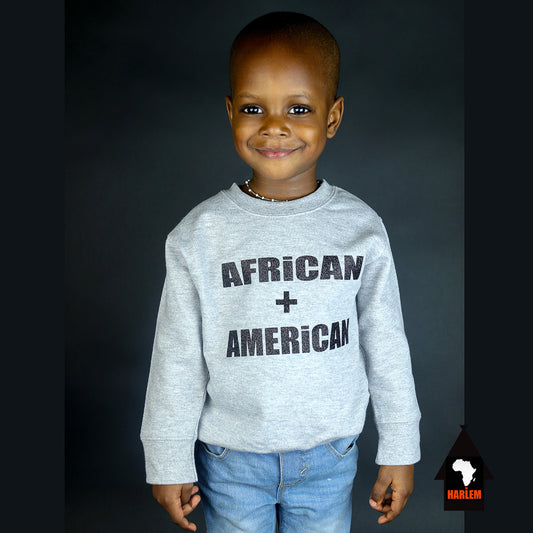 Unisex African + American Crewneck Sweatshirt Grey & Black - Kids