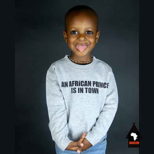 African Prince Crewneck Sweatshirt Grey & Black