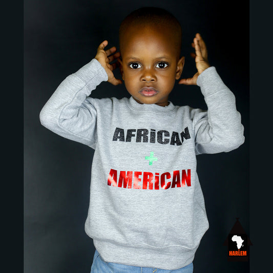 Unisex African + American Crewneck Sweatshirt Green - Kids
