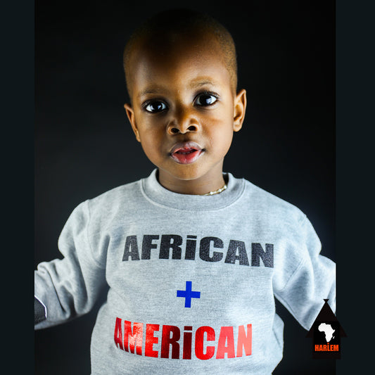 Unisex African + American Crewneck Sweatshirt Blue - Kids