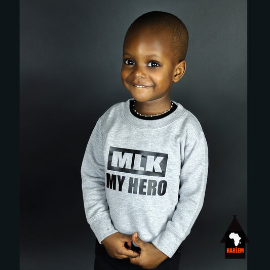 Unisex MLK My Hero Crewneck Sweatshirt Grey & Black - Kids