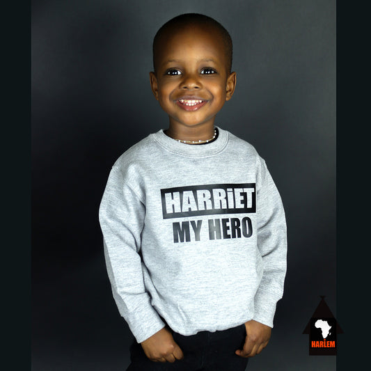 Unisex Harriet My Hero Crewneck Sweatshirt Grey & Black - Kids