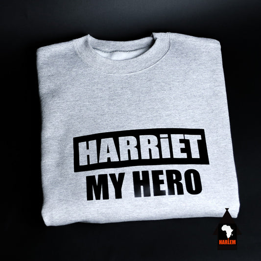 Unisex Harriet My Hero Crewneck Sweatshirt Grey & Black