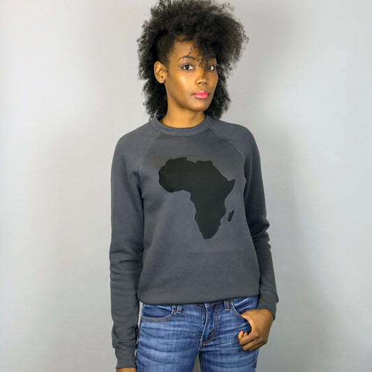 Unisex Africa Crewneck Sweatshirt Black & Dark Grey