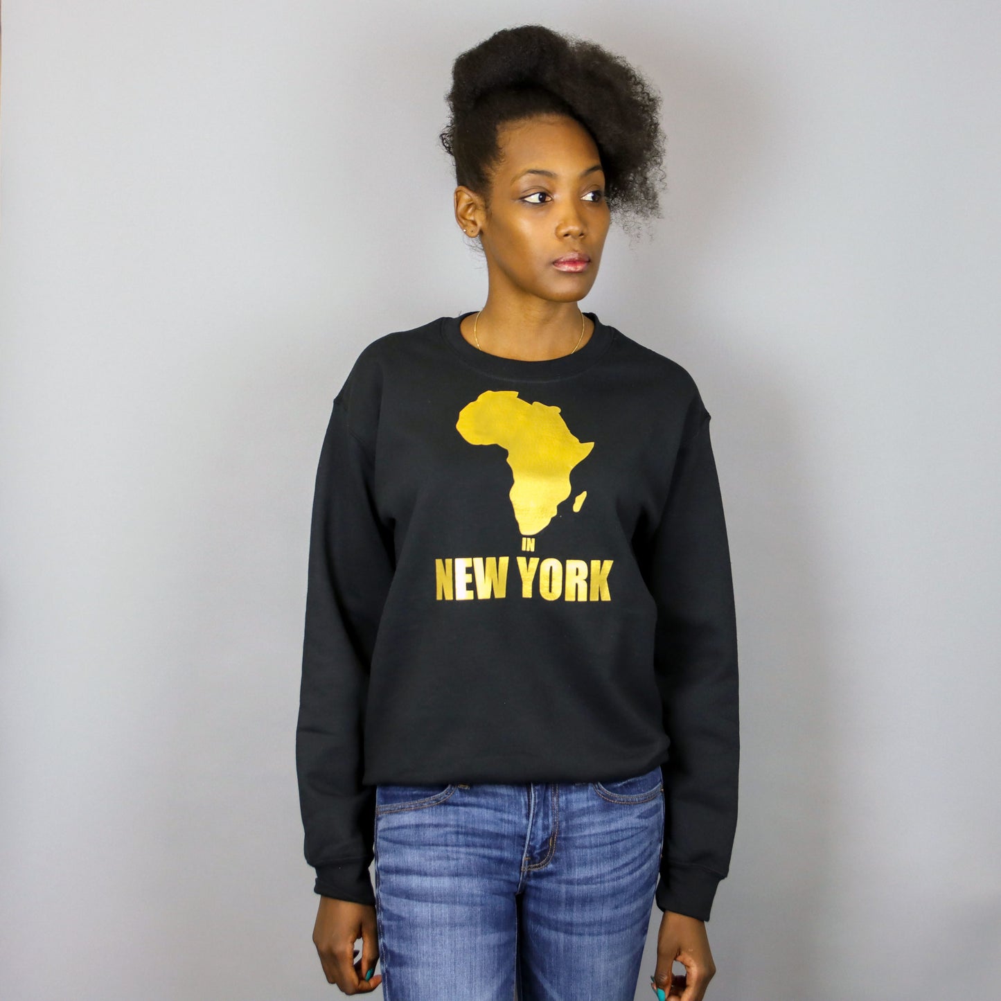 Unisex Africa in New York Crewneck Sweatshirt Gold