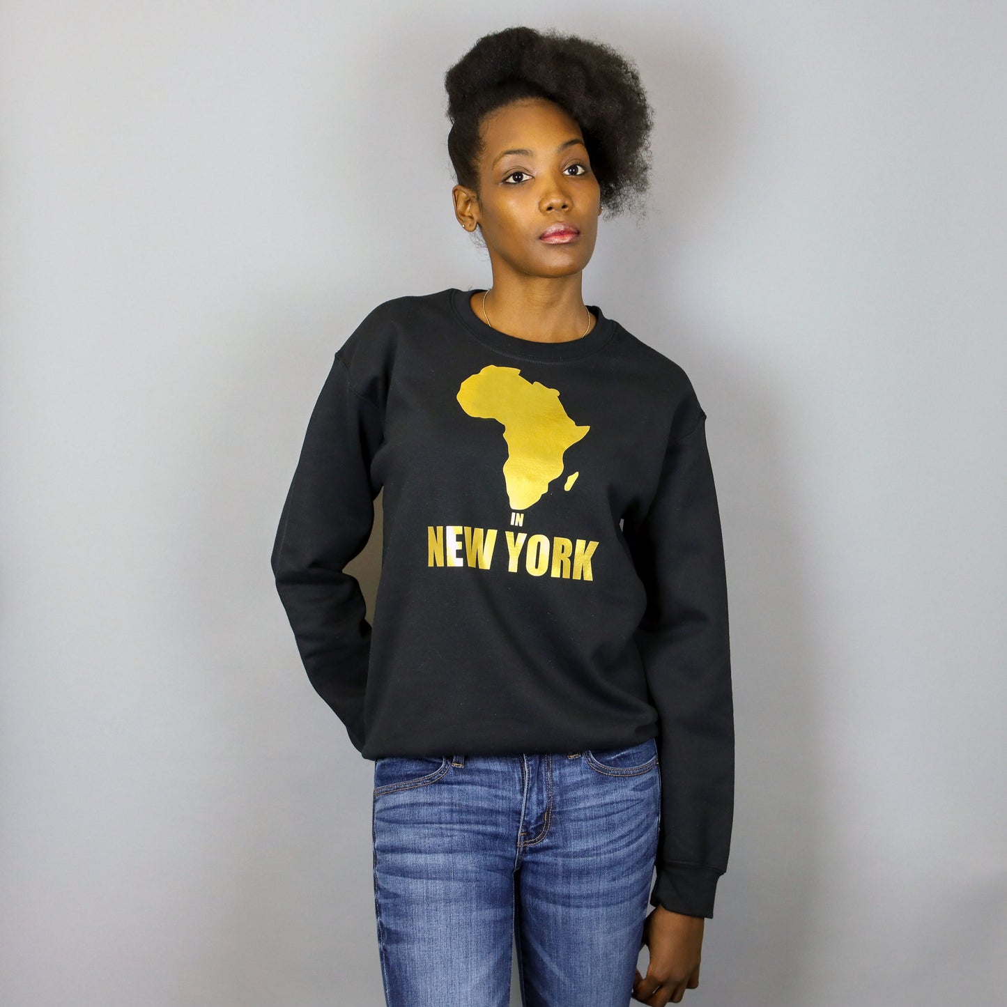 Unisex Africa in New York Crewneck Sweatshirt Gold