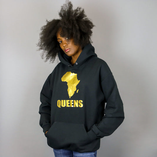 Unisex Africa in Queens Hooded Sweatshirt Gold