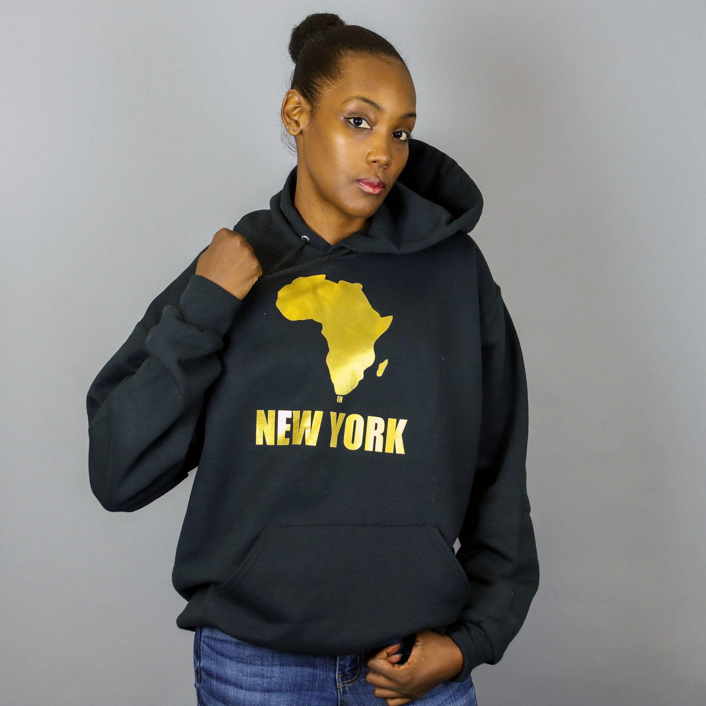 Unisex Africa in New York Hooded Sweatshirt Gold