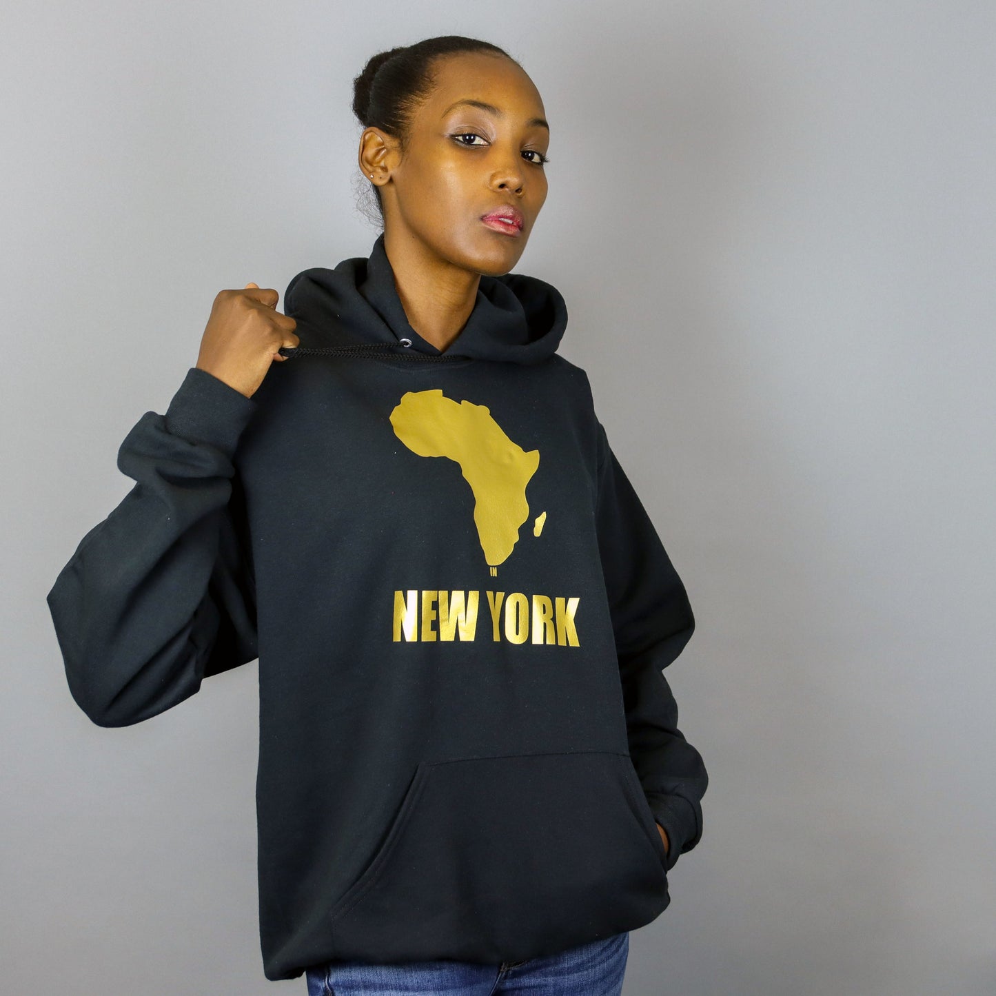 Unisex Africa in New York Hooded Sweatshirt Gold