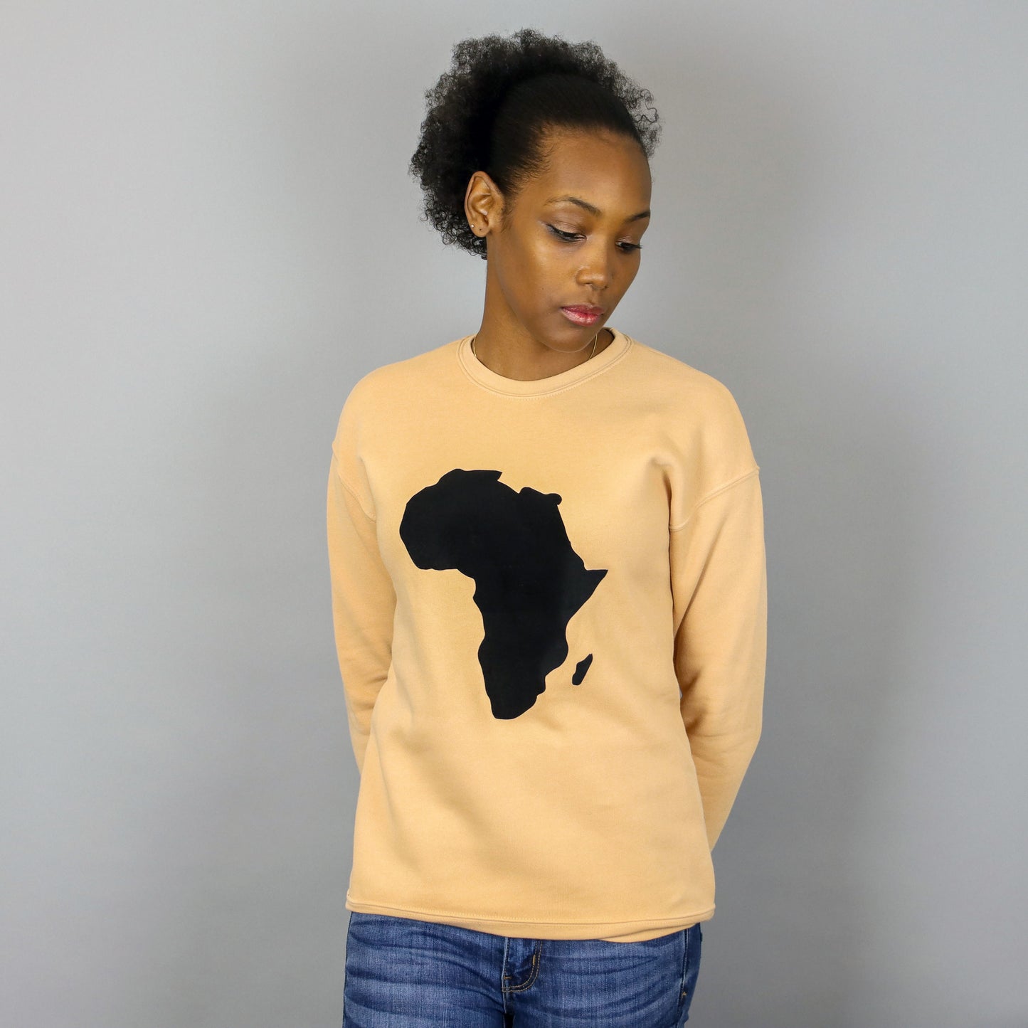 Unisex Africa Black & Sand Crewneck Sweatshirt