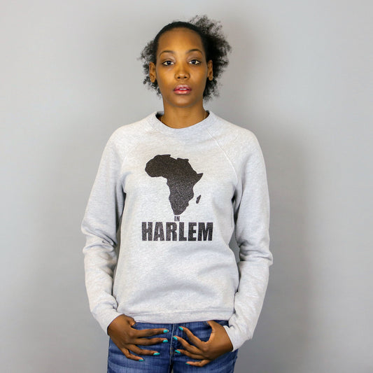 Unisex Africa in Harlem Grey & Glitter Black Crewneck Sweatshirt