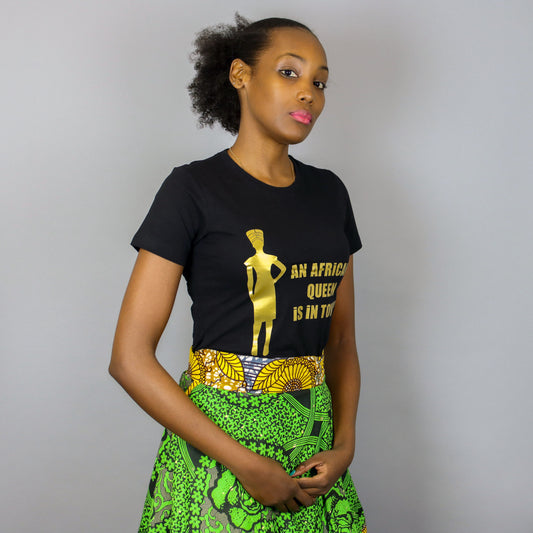 An African Queen is in Town Black & Gold short sleeve t-shirt – Women