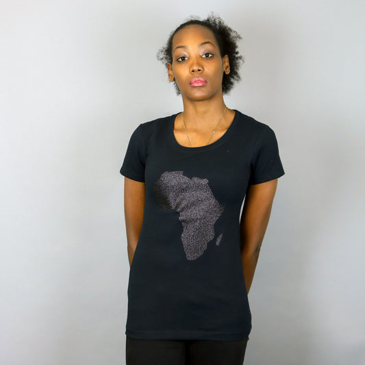 Africa Glitter Black short sleeve t-shirt – Women