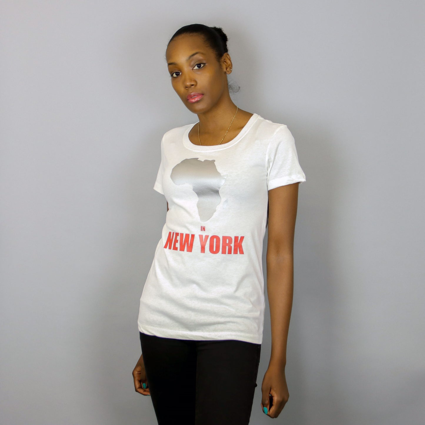 Africa in New York T-shirt White & Silver - Women