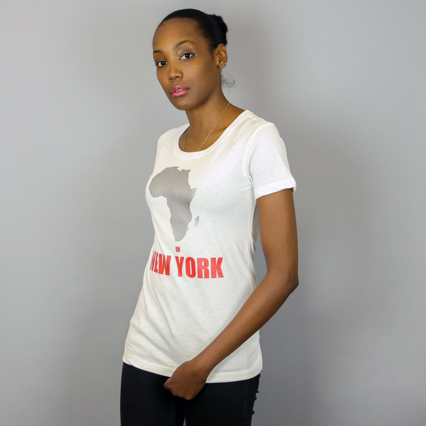 Africa in New York T-shirt White & Silver - Women