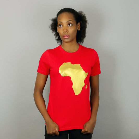 Africa short sleeve T-shirt Red & Gold – Women