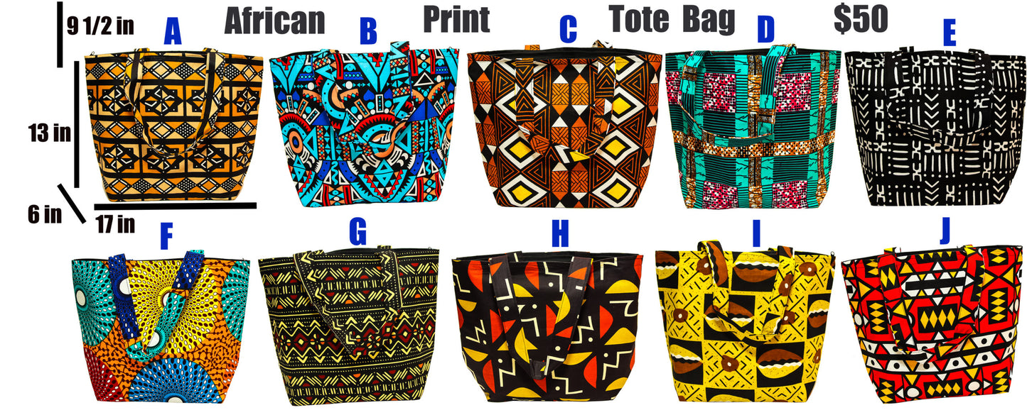 Handcrafted Waterproof African Print Ankara Tote Bag