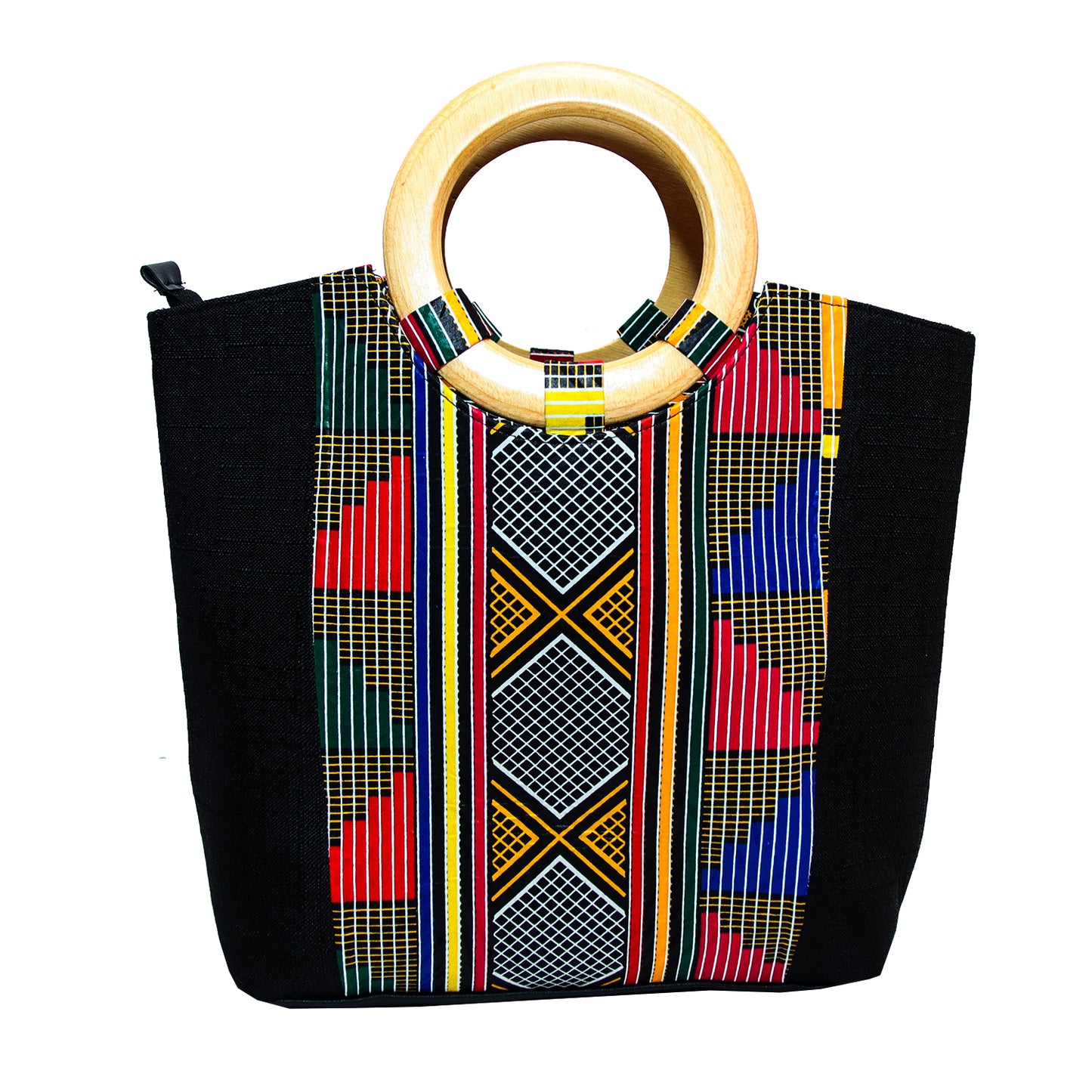 Handcrafted African Print Ankara Wooden Straps Bag