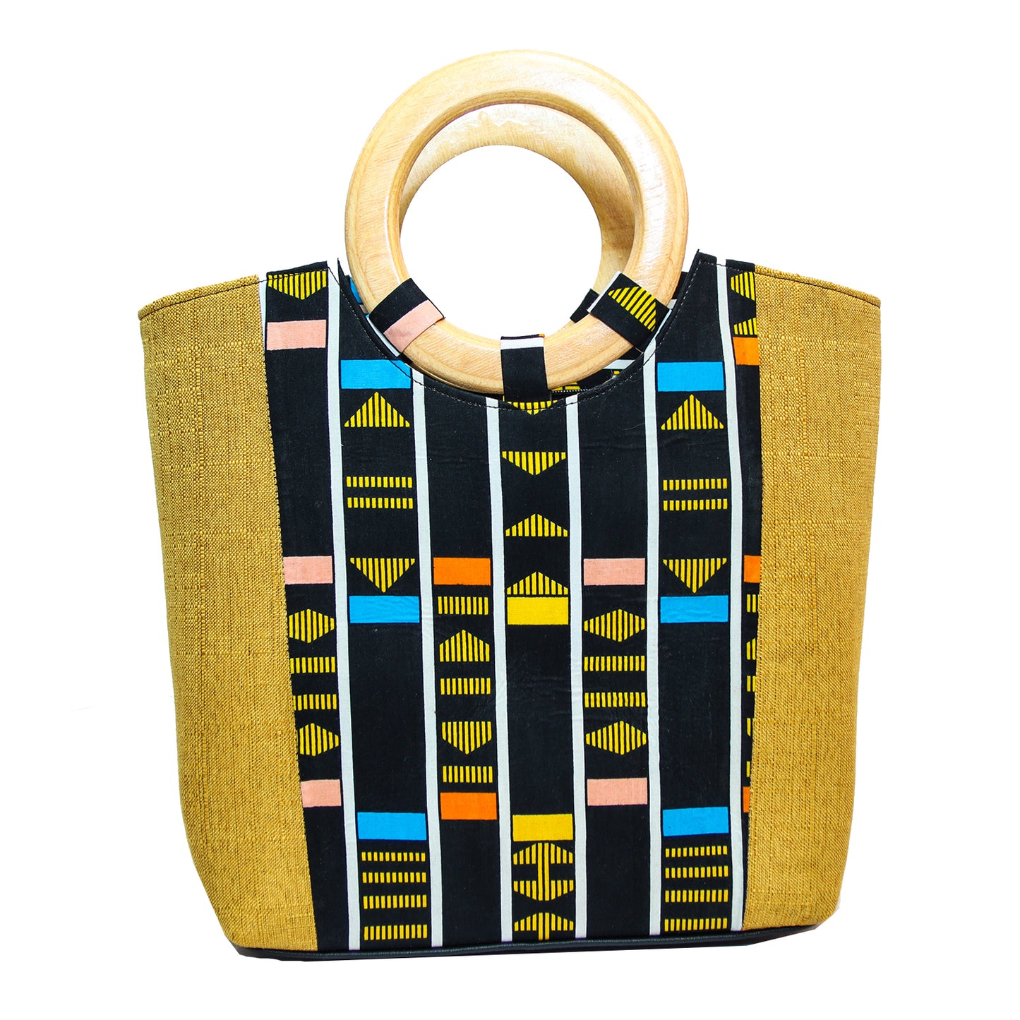 Handcrafted African Print Ankara Wooden Straps Bag