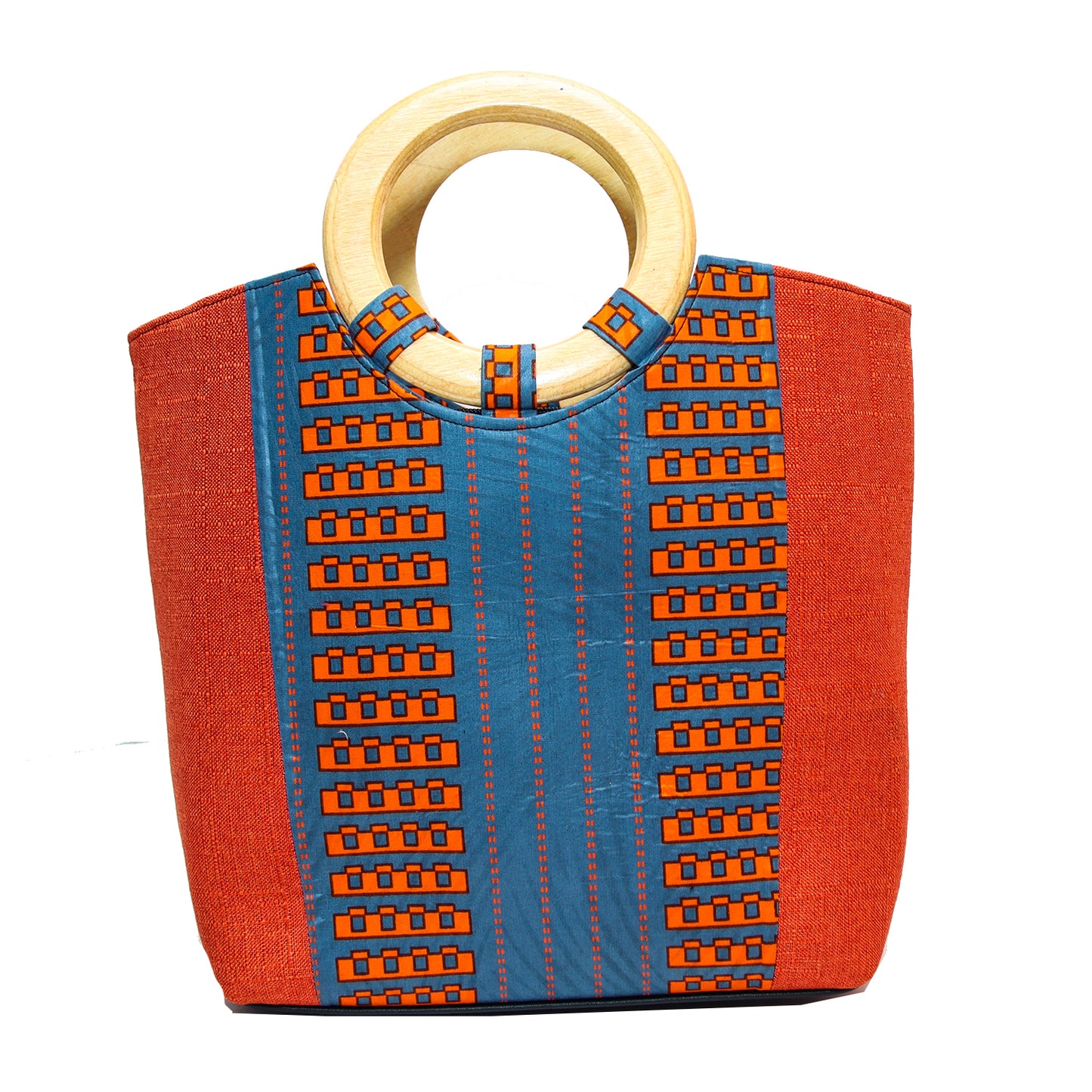 Handcrafted African Print Ankara Wooden Straps Bag