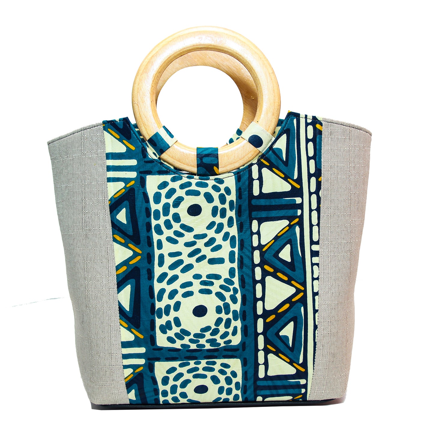 Handcrafted African Print Ankara Wooden Straps Bag