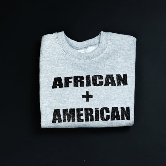 Unisex African + American Crewneck Sweatshirt Grey & Black