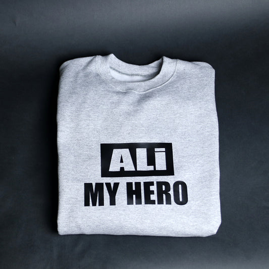 Unisex Ali My Hero Crewneck Sweatshirt Grey & Black - Unisex